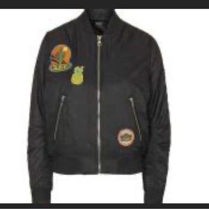 TOPSHOP Women's Black Badged Ma1 Bomber Jacket